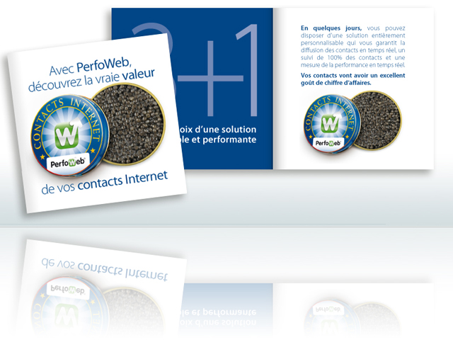 <br />Perfoweb (outil de gestion de prospects) : conception graphique / mini-livret campagne "caviar"