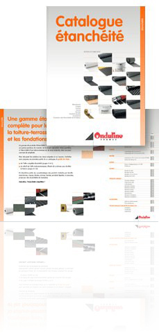 <br />Onduline (produits de couverture) : conception graphique, mise en pages de catalogues produits