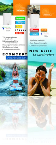 <br />Ferroli (appareils de chauffage) : conception graphique / r�alisation PLV